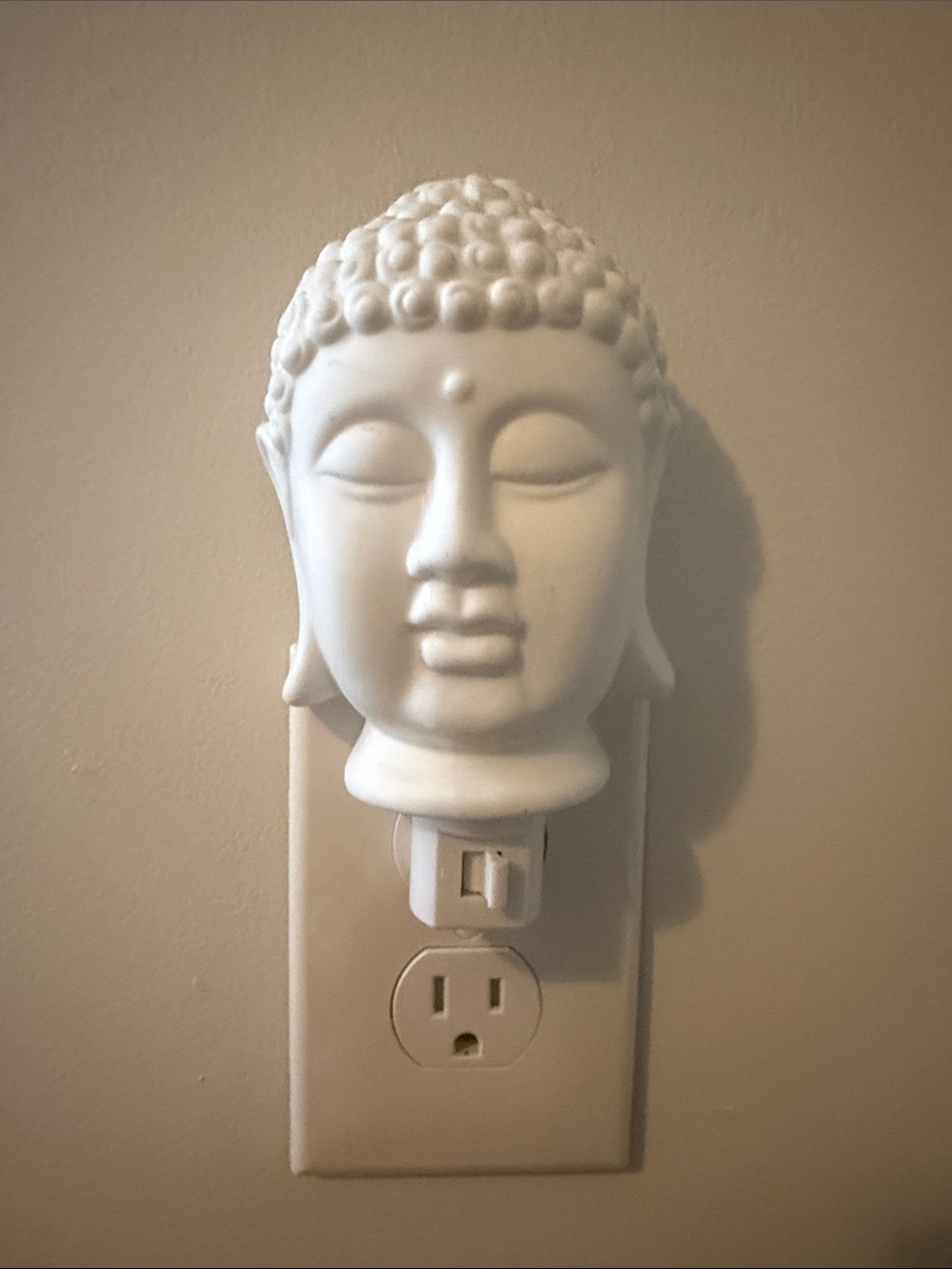White Buddha Head ceramic Night Light Plug-In
